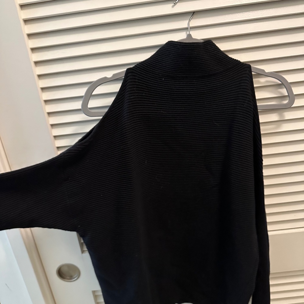 Black Shoulder Cut Out Sweater